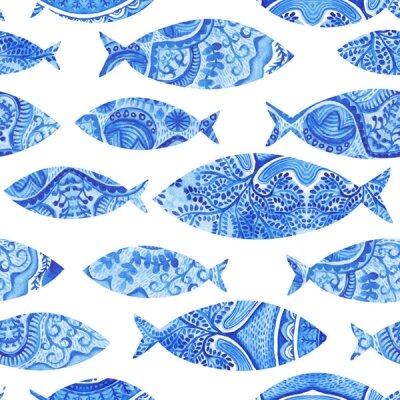 Фотообои голубые рыбки
