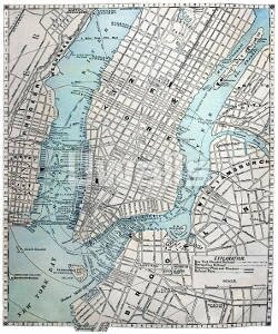 карта, схема, план, улицы, Нью-Йорк